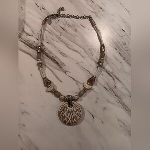 Chicos wood and clay necklace